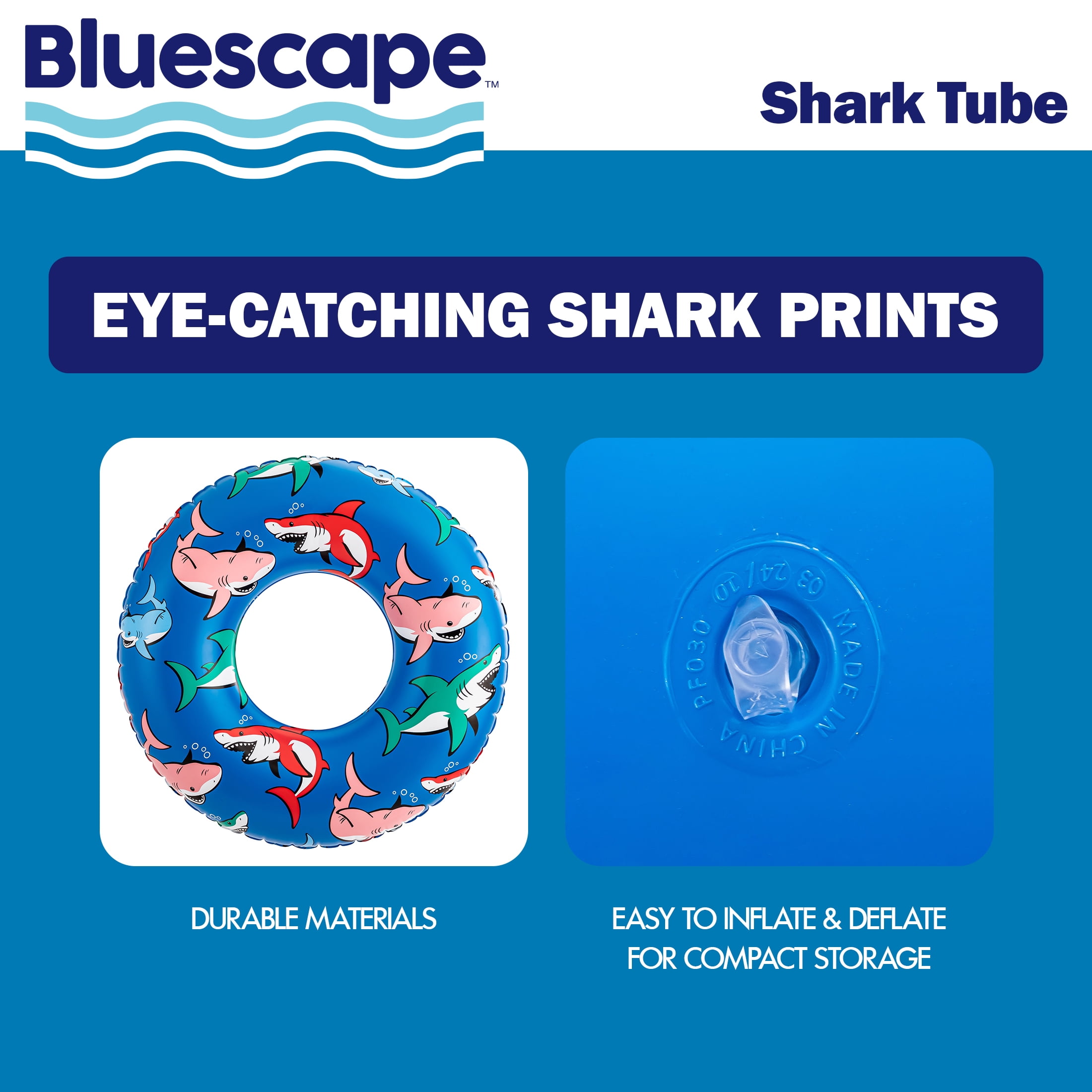 Bluescape Blue Shark Inflatable Swim Tube Pool Float, for Kids & Adults, Age 9 & up, Unisex