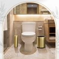thumbnail image 5 of 2 Pcs 2.6 Gallon/10 L Gold Bathroom Trash Can with Flip Lid and Toilet Brush Set Stainless Steel Garbage Trash Can with Toilet Bowl Cleaner for Home Office Hotel Bathroom Bedroom Kitchen, 5 of 7