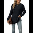 thumbnail image 1 of Camisa de Larga para Mujer, Suéter de Otoño, Túnica Informal, Top Holgado con Bolsillos. Negro XXL, 1 of 10