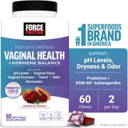Force Factor Vaginal Health + Hormone Balance, Probiotic Supplement for Women with 5 Billion CFU & KSM-66 Ashwagandha, Tropical Punch, 60 Soft Chews