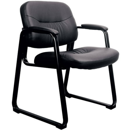 Essentials By Ofm Ess 9015 Leather Executive Side Chair With Sled Base Black Reception Waiting Room Chair