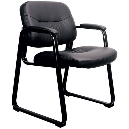 Essentials by OFM ESS-9015 Leather Executive Side Chair with Sled Base, Black, Reception Waiting Room (Best Waiting Room Chairs)