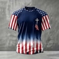thumbnail image 2 of WEIWEN Men's 4th of July T-Shirts Cross USA Flag 4th July American Star Stripes Patriotic T Shirts for Man Red White and Blue Tshirts Muscle Tops Navy, XL, 2 of 4