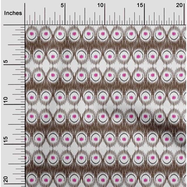 oneOone Tissu Popeline de Coton Imprimé Plume de Paon Ikat BTY 42 Pouces de Large