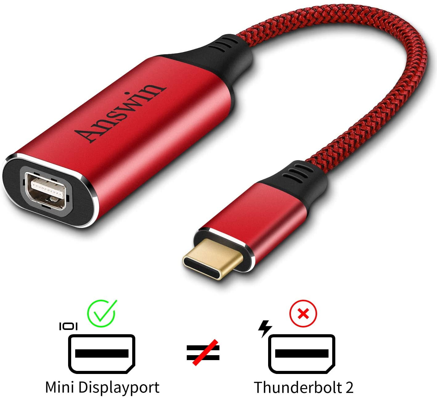 USB C to Mini Displayport (4K60Hz), Answin USBC/Thunderbolt 3 to Mini Displayport Adapter for USB C to Mini Displayport (4K60Hz), Answin USBC/Thunderbolt 3 to Mini Displayport Adapter for