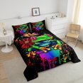 thumbnail image 4 of Funny Frog Queen Bedding Sets Cartoon Animal Wildlife Comforter Set, Watercolor Graffiti Down Comforter Red Floral Flower Bedding Comforter Sets, Rainbow Splatters Duvet Insert, 4 of 6
