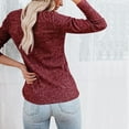 thumbnail image 6 of Xmarks Women's Long Sleeve Henley Tops Pullover with Buttons Down Casual Loose Fit Red US 8, 6 of 7