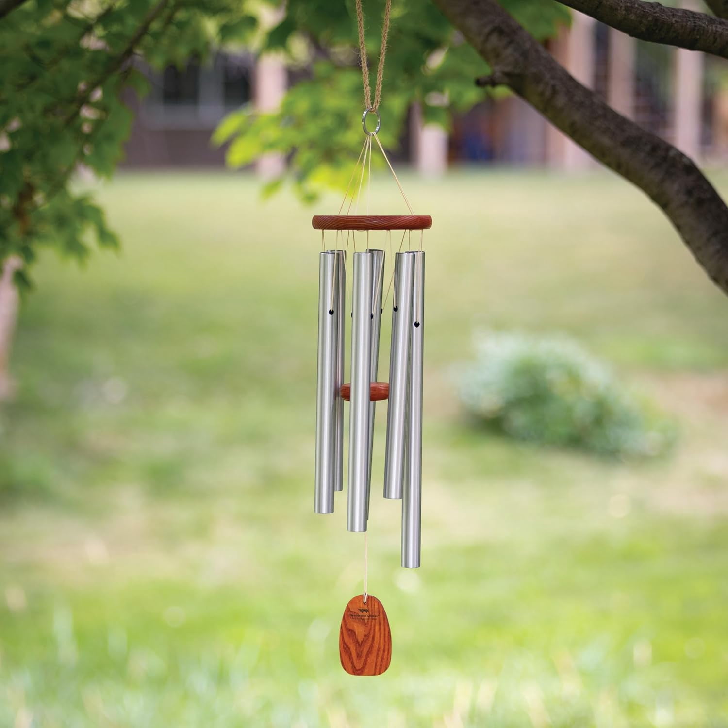 Woodstock Wind Chimes Original Amazing Grace Chime, Memorial Chimes for Outside, Outdoor Decor for Patio, Porch, Garden, Sympathy Chime, Silver, 24"