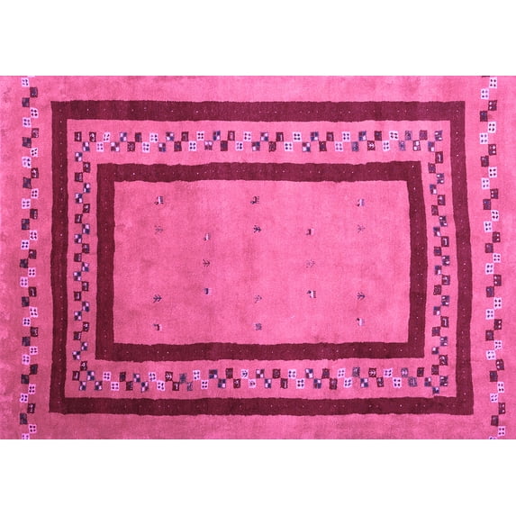 Ahgly Company Indoor Rectangle Abstract Purple Contemporary Area Rugs, 8' x 12'