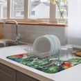 thumbnail image 4 of Colored Parrot Dish Drying Mats for Kitchen Counter, Oil Painted Tropical Parrot Green Leaf Absorbent Coffee Bar Mat with Non-slip Rubber Backed Quick Drying Dish Rack Pad 12"x16", 4 of 9