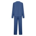thumbnail image 4 of RYRJJ Macthing Lounge Sets for Women 2 Piece Outfits Sweatsuits Long Sleeve Crewneck Sweatshirt and Wide Leg Sweatpants Tracksuit(Navy,S), 4 of 4