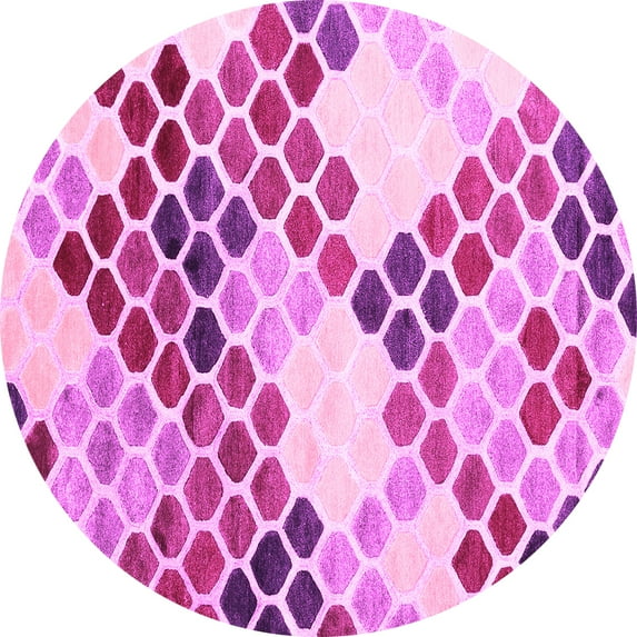 Ahgly Company Indoor Round Abstract Pink Contemporary Area Rugs, 8' Round