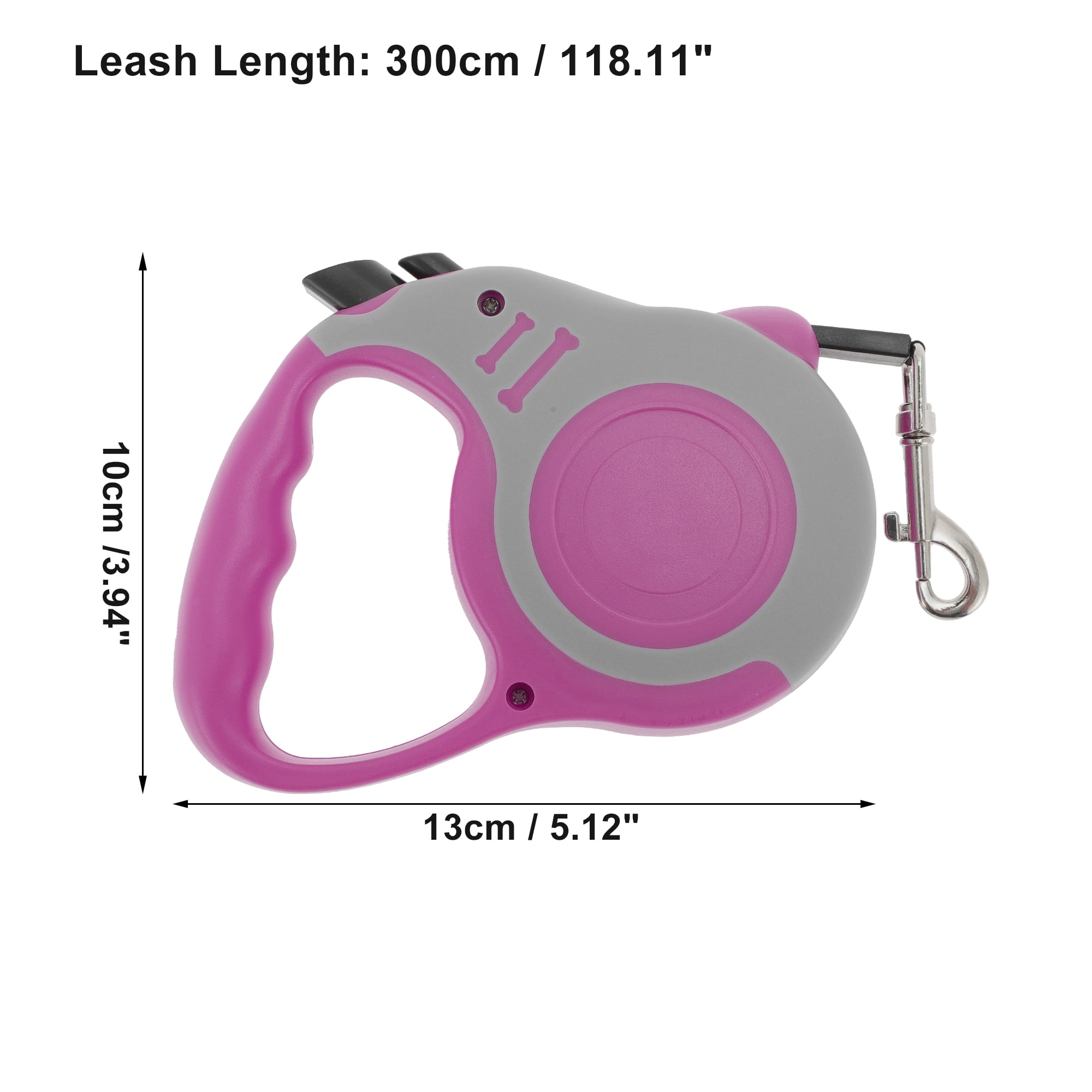 Unique Bargains Retractable Pet Leash Dog Leash Rose Red, Gray 118.11"