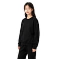 thumbnail image 2 of Glisme Girls Outfit Set Solid Color Long Sleeve Crew Neck Tops With Drawstring Pants Outfit Breathable Girls Set Size 6-7 Years Black, 2 of 4