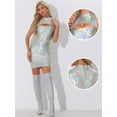 thumbnail image 2 of DARING DIVA Shiny Metallic Cutout Bodycon Mini Dress L Silver, 2 of 6