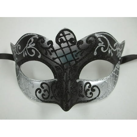 Black Silver Scroll Mardi Gras Masquerade Venetian Ball Prom Small Teen Kid Mask
