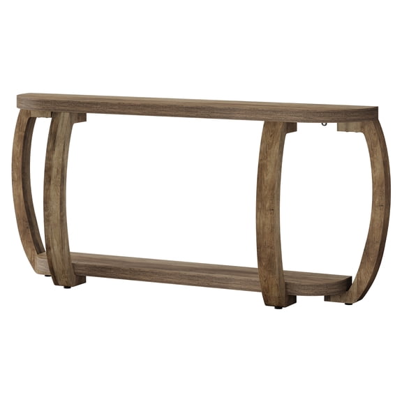 Tribesigns Farmhouse Wooden Console Table with Open Shelf, 63-Inch Long Sofa Entryway Table with Curved Legs for Living Room, Hallway, Entrance