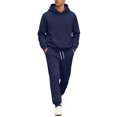 thumbnail image 3 of Dwelliawo Sweat Suits for Men 2 Piece Hoodie and Sweatpants Heavyweight Solid Color Fleece Hoodie Jogging Athletic Pants Set Relaxed Fit Winter Suits with Pockets Navy M, 3 of 6