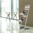 thumbnail image 3 of M&T Displays Countertop Brochure Holder 2 Tier 1 x 8.5x11 Inches Frosted Acrylic Shelf, Silver Aluminum profile with Header for Advertising Literature Magazine Leaflet Pamphlet Booklet Flier Catalog, 3 of 12