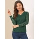 thumbnail image 2 of Top de blusa de encaje de manga larga transparente con bordado floral para mujer Verde oscuro XS, 2 of 6