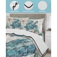 thumbnail image 4 of Quilts Queen Size, Teal Sea Turtle Soft Comforter Bedding Set for Bed, Coastal Coral Ocean Nautical Vintage Lightweight Quilted Bedspread with Pillow Cover(2 Pieces) for All Season, 90x96 Inch, 4 of 6