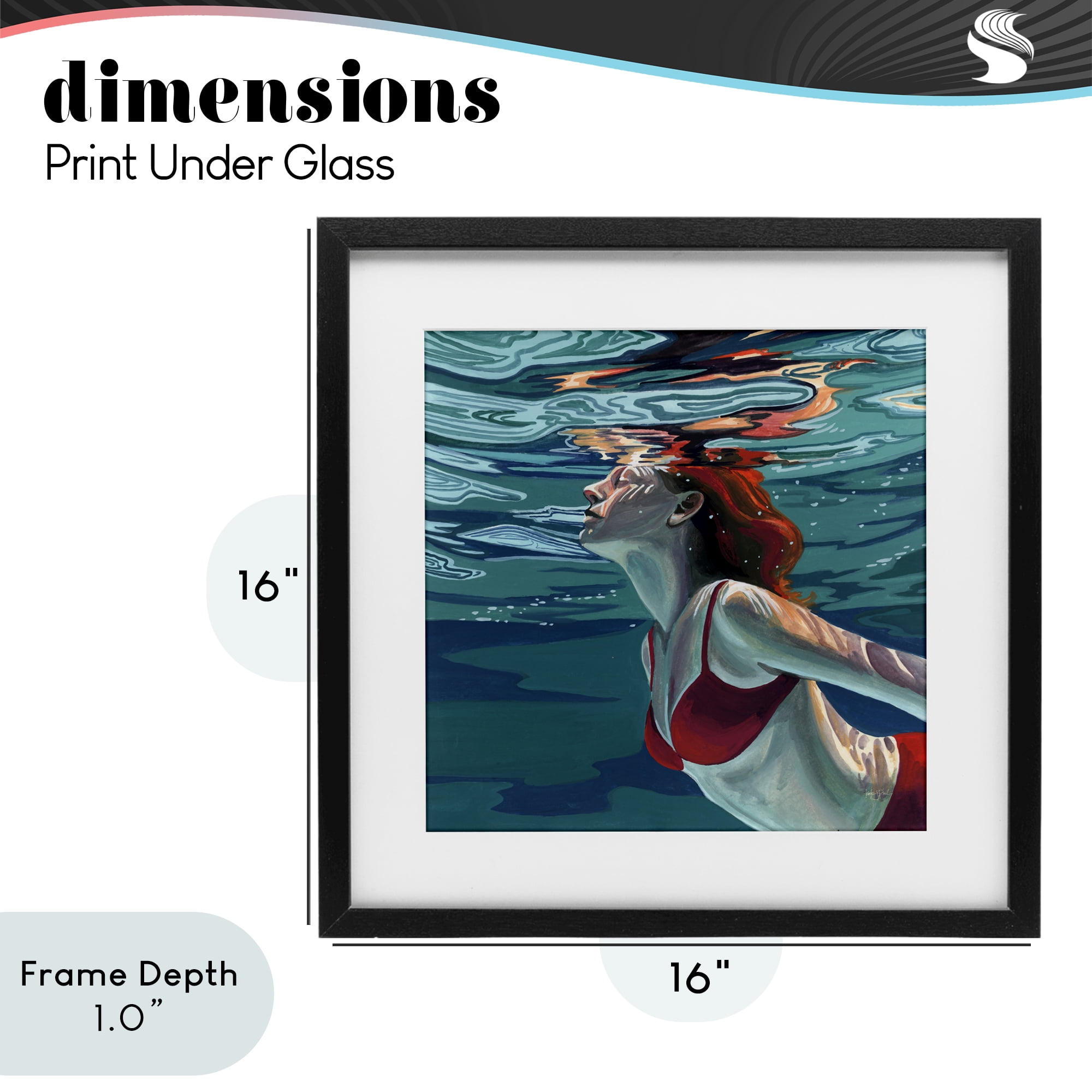 Stupell Industries Swimming To The Surface Black Framed Print Under Glass, design by Kate Jarvik Birch
