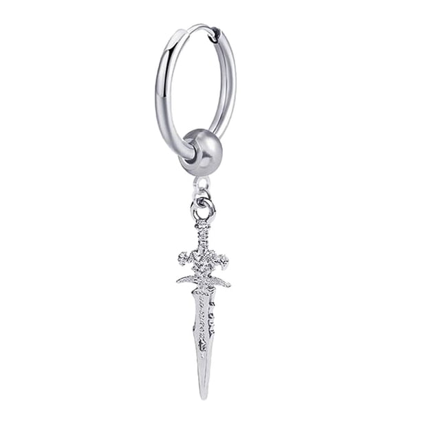 Pendientes de acero inoxidable estilo vintage con forma de cruz y aro Huggie para hombre y mujer Pendiente Plata 1pc