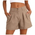thumbnail image 1 of GHIIYER Linen Shorts Women High Waisted Wide Leg Trousers with Pleated Button Closure And Side Pockets Short, 1 of 9