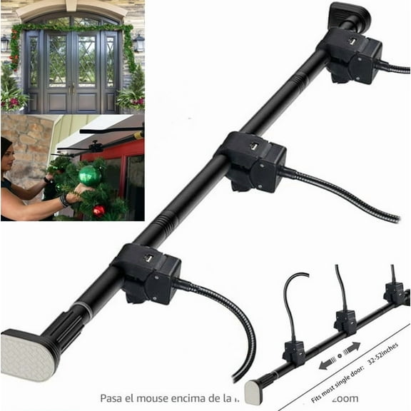 Garland Hanger for Front Door,Front Double Door Garland Hanger Adjustable,Heavy-Duty Christmas Decoration Holder for Wreaths,No Screws & Drilling,Lights Garland,Fits 59-67in Width Doors