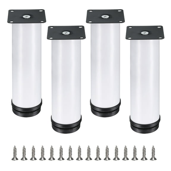 7 Inch Furniture Legs, Adjustable Round Cabinet Legs, Replacement Corner Feet Extenders for Sofa, Pack of 4, White