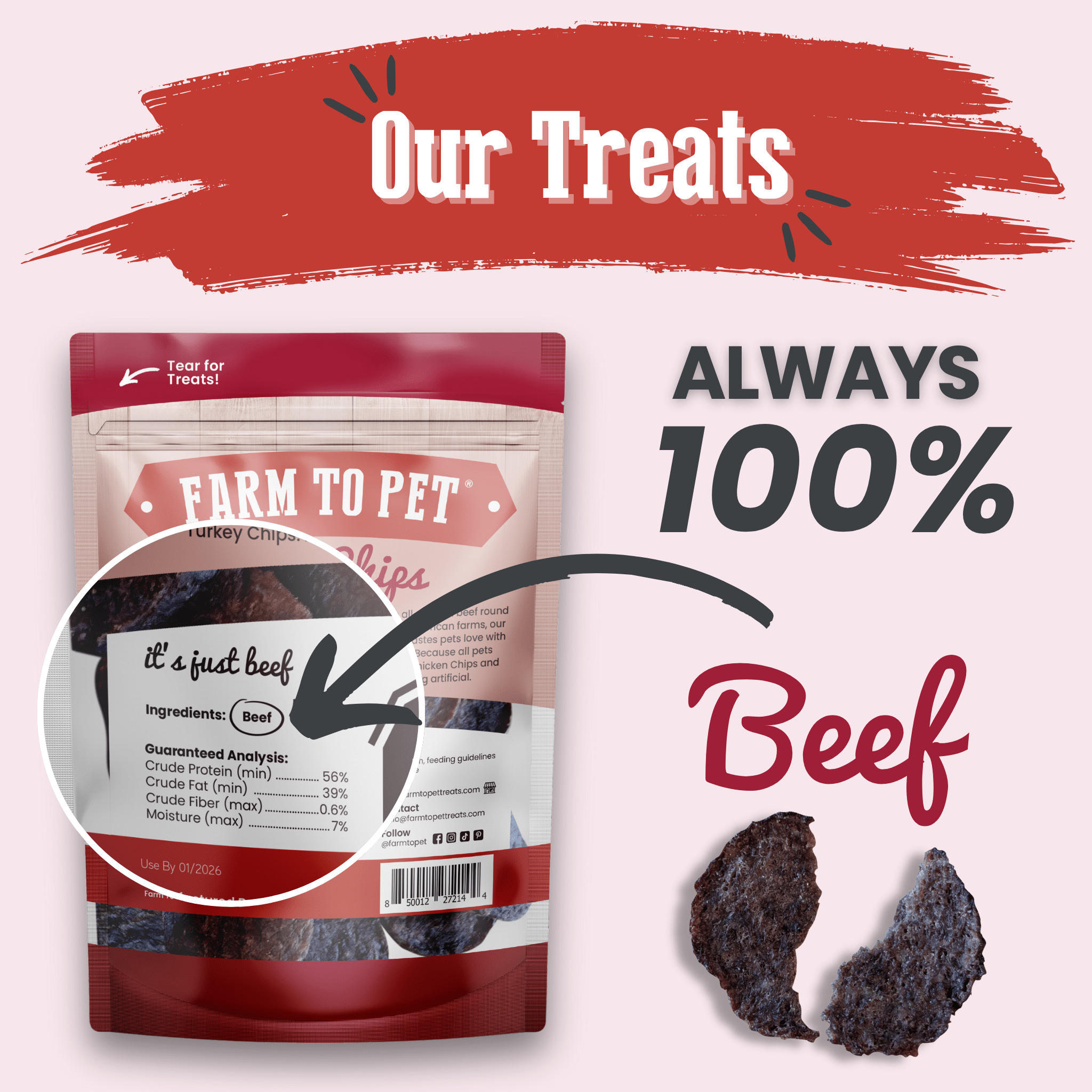 Farm To Pet Beef Chips Crunchy Dog Treats, 12 Oz photo 6