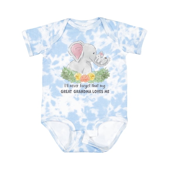 Inktastic I'll Never Forget That My Great Grandma Loves Me Elephants Boys or Girls Baby Bodysuit