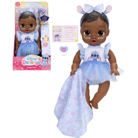 Disney Darlings Snuggly Stars Feature Baby Doll Inspired By Stitch Black Hair, Brown Eyes