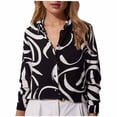 thumbnail image 2 of Blouses for Women Long Sleeve Lapel Collared Graphic Print Button Down Spring Shirts Dressy Casual Work Business Tops, 2 of 5