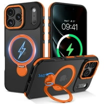 GAOBAO Designed for iPhone 17 Pro Case with Magnetic Stand [Drop Protection] [Compatible with MagSafe] Shockproof Translucent Matte Slim Phone Cover 6.3", Orange