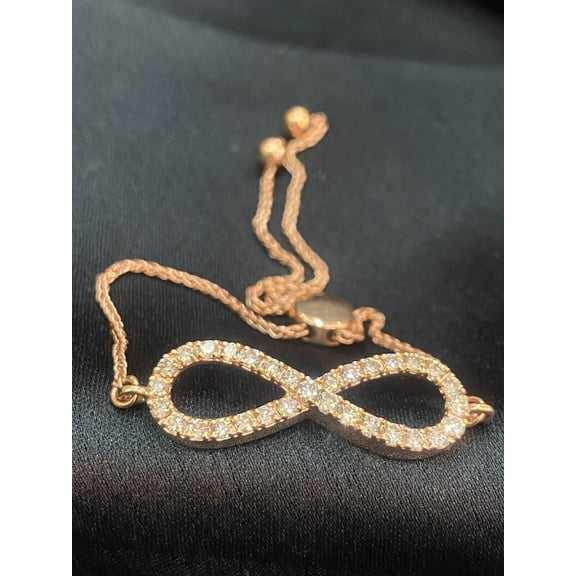 Real 1.10 Cts Round Brilliant Cut Natural Diamonds Infinity Bracelet In Hallmark 14K Rose Gold