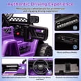 thumbnail image 2 of Lumiparty Kids 12V Kids Ride On Car for Kids, Electric Truck Ride On Toys for Ages 3-8 Years, with 5MPH Max Speed, Remote Control, Accelerator Pedal, Treaded Tires, Music and Story, Purple, 2 of 7