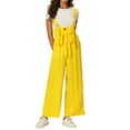 thumbnail image 2 of INSPIRE CHIC Women's Button Front High Waist Belted Straight Fit Overall Jumpsuit M Light Yellow, 2 of 6
