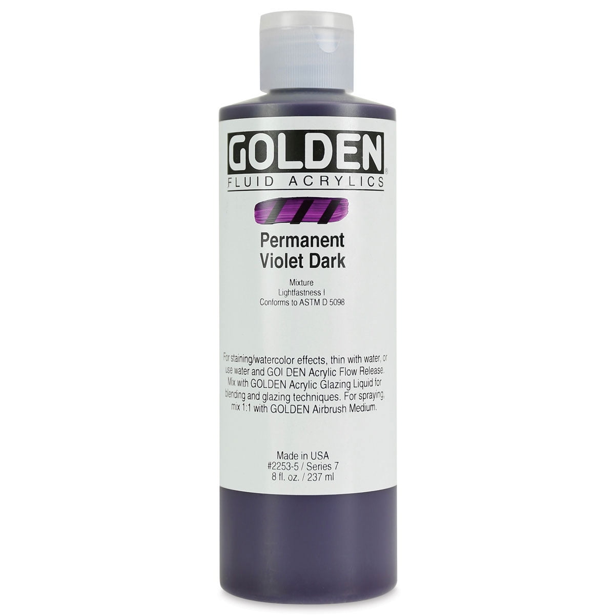 Golden Fluid Acrylic Paint, 8 oz, Permanent Violet Dark