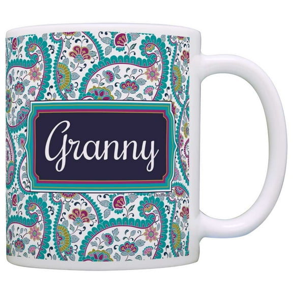 ThisWear Mother's Day Gift for Granny Birthday Gift 11 ounce Coffee Mug Paisley