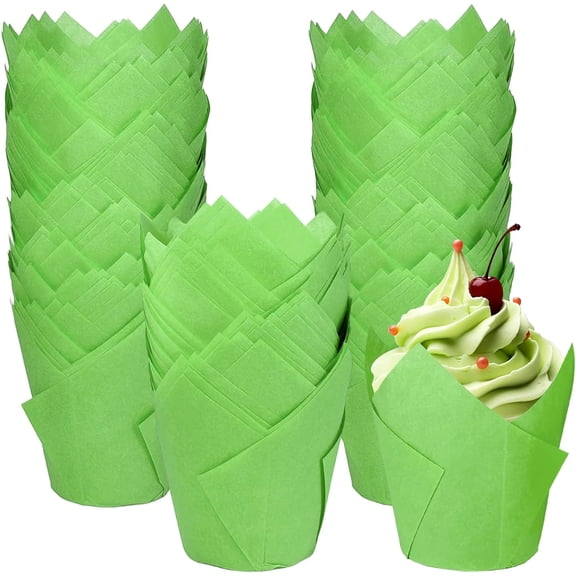 250Pcs St. Patrick's Day Tulip Cupcake Liners, Standard Size Greaseproof Parchment Muffin Wrappers, Baking Cups for Wedding, Birthday, Christmas Party