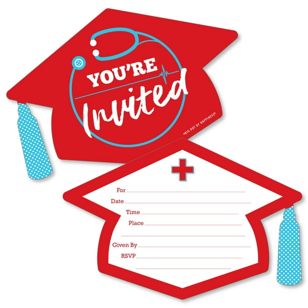 Nurse Graduation Shaped Fill In Invitations Medical Nursing Graduation Party Invitation Cards With Envelope Walmart Com Walmart Com