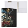 thumbnail image 3 of WOBOGO Blue Hair Skull Guitar Pattern File Folders Extra Large Capacity to Hold 200 Sheets of Documents Hard Shell Ring Binder for School Home Office, 3 of 10