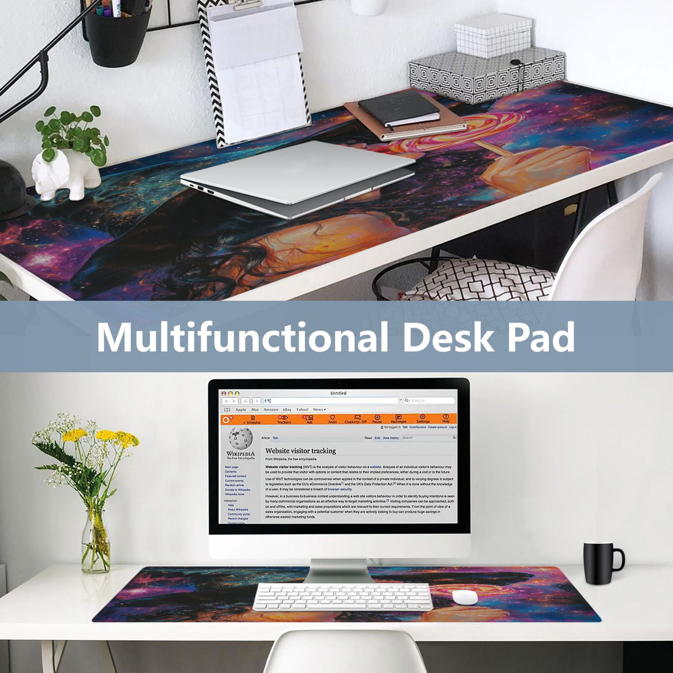 Wobogo Witch Lollipop Gaming Mouse Pad Non-slip Leather Desk Mat Water Resist Keyboard Pad for Gamer Office 16.5×35.4in