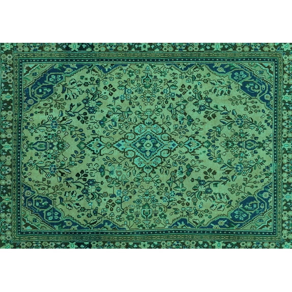 Ahgly Company Machine Washable Indoor Rectangle Abstract Turquoise Blue Modern Area Rugs, 7' x 10'