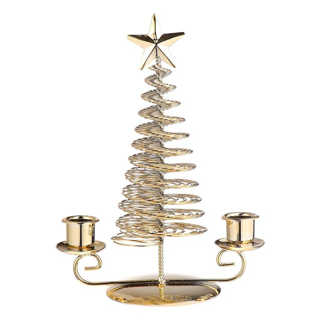 Candelabro de árbol de Navidad de doble cabeza, candelabro de Metal, adorno de escritorio