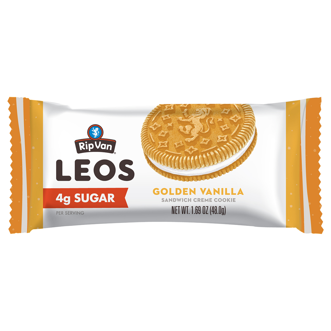 Rip Van Leos Keto Golden Vanilla Sandwich Cookies, Low Carb, 2g Sugar, 10 Packs, (40 Cookies 1.69oz Each)