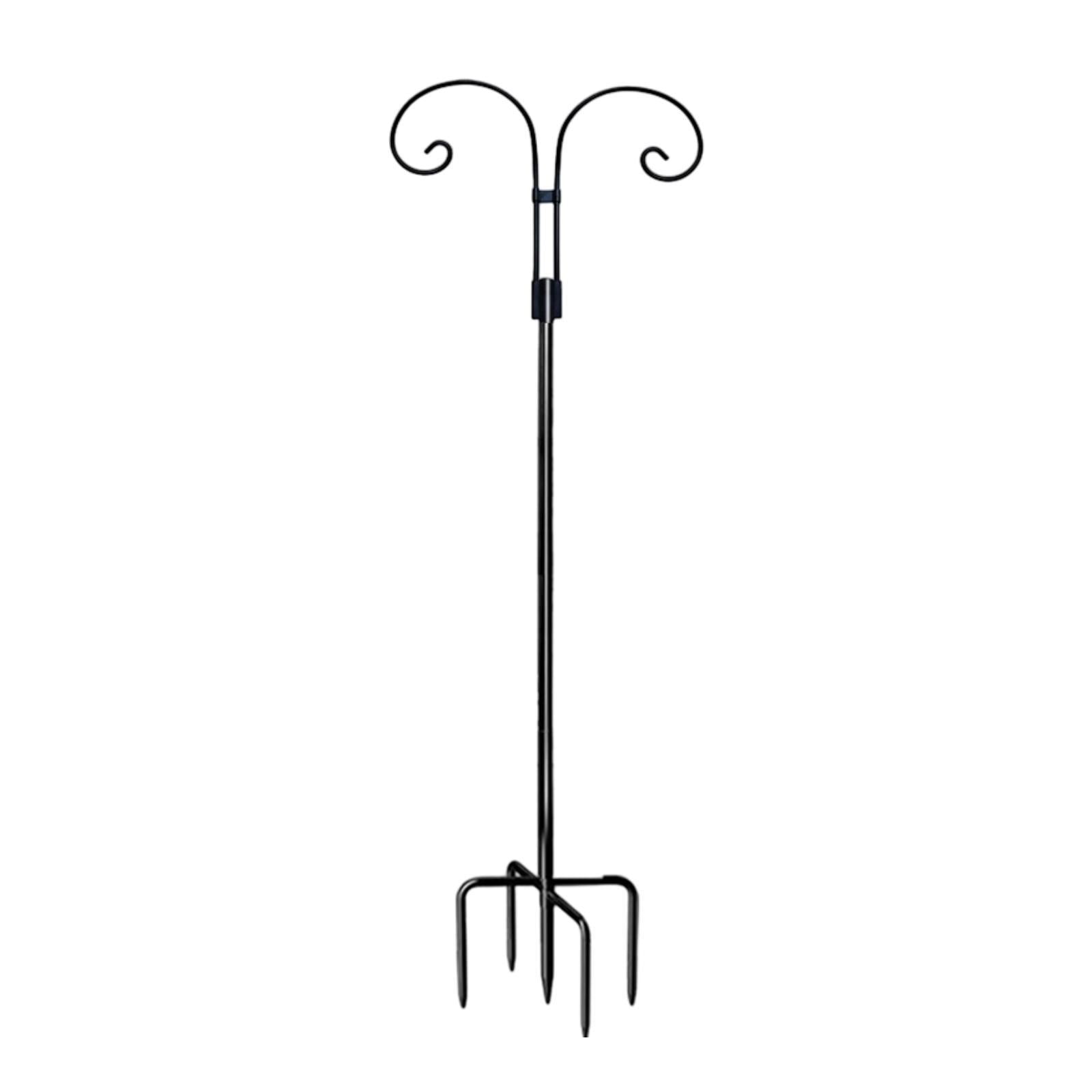 koolsoo Double Shepherds Hook Iron for Hummingbird Feeder Flower Basket Bird Feeders Height 2.4M