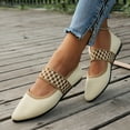 thumbnail image 5 of PiGOGI Women's Pointed Toe Loafers - Woven Spring Summer Shoes - Casual Comfortable Breathable Flat-Soled Shoes with Plaid Buckle Beige, 5 of 5