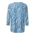 thumbnail image 4 of Womens Tops 3/4 Sleeve Shirts Round Neck Loose Casual Blouses Floral Print Tshirts, 4 of 5
